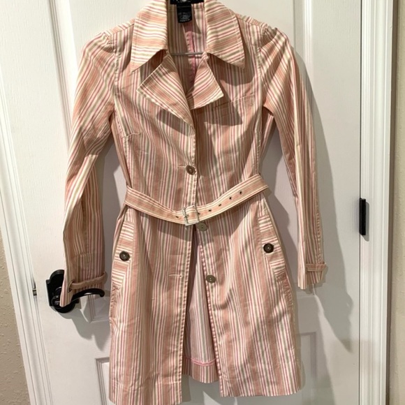 Laundry By Shelli Segal Jackets & Blazers - Laundry by Shelli Segal Pastel Pink ad White Trench-coat Jacket Sz 4